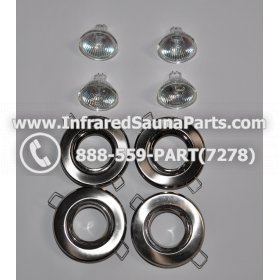 COMPLETE LIGHT ASSEMBLY 220V / 240V - COMPLETE LIGHT ASSEMBLY 4 HOUSING IN SILVER FINISH WITH 4 BULBS 220V / 240V 3