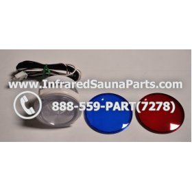 COMPLETE LIGHT ASSEMBLY 12V - COMPLETE LIGHT ASSEMBLY WITH BULB + RED AND BLUE COVER 12V 9